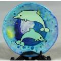 LOVELY MINIATURE PORCELAIN DISPLAY PLATE BY ANGIE(TWO DOLPHINS)BID NOW!