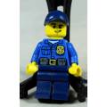 MINIATURE LEGO FIGURINE-POLICE OFFICER WITH DARK BLUE CAP-BID NOW!