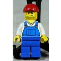 MINIATURE LEGO FIGURINE-CONSTRUCTION WORKER IN BLUE OVERALLS BID NOW!