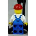 MINIATURE LEGO FIGURINE-CONSTRUCTION WORKER IN BLUE OVERALLS BID NOW!