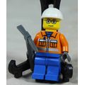 MINIATURE LEGO FIGURINE-CONSTRUCTION WORKER WITH A PICK-AX AND A WHITE HELMET CTY0110 BID NOW!