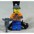 MINIATURE LEGO FIGURINE-CONSTRUCTION WORKER WITH A JACKHAMMER CTY0168 BID NOW!