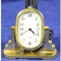 EXQUISITE HACHETTE MINIATURE METAL CLOCK WITH BOOKLET-VANITY MIRROR BID NOW!!