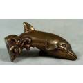 MINIATURE-BRASS COLOR LEAD DOLPHIN-BID NOW!!