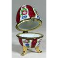 STUNNING PORCELAIN RING HOLDER-MAROON WITH RED FLOWERS BID NOW!!