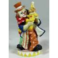 SMALL FIGURINE-MULTI-COLORED CLOWN WITH A BEAR (LOVELY)BID NOW!!