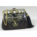 VINTAGE MOLDED BAG WITH FAUX PEARLS AND CHAIN BID NOW!!