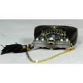 VINTAGE MOLDED BAG WITH FAUX PEARLS AND CHAIN BID NOW!!