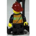LEGO MINI FIGURINE-FIREMAN WITH A DARK RED HELMET(CTY0345)BID NOW