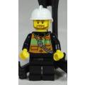 LEGO MINI FIGURINE-FIREMAN WITH A WHITE HELMET(CTY0507)BID NOW