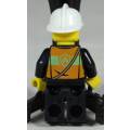 LEGO MINI FIGURINE-FIREMAN WITH A WHITE HELMET(CTY0507)BID NOW