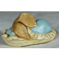 PENDELFIN HAND PAINTED STONEWARE RABBIT MADE IN ENGLAND-SNUGGLES HAVING A NAP(CUTE)BID NOW!!!