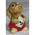 PENDELFIN HAND PAINTED STONEWARE RABBIT MADE IN ENGLAND-POLLY IN PINK(CUTE)BID NOW!!!
