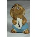 PENDELFIN HAND PAINTED STONEWARE RABBIT MADE IN ENGLAND-POLLY IN BLUE(CUTE)BID NOW!!!