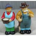 VINTAGE PAIR OF A PLASTIC FARMER AND HIS WIFE-BID NOW!