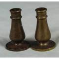 MINIATURE BRASS-PAIR OF CANDLE HOLDERS BID NOW!