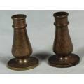 MINIATURE BRASS-PAIR OF CANDLE HOLDERS BID NOW!