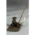 STUNNING COLLECTABLE MUD MEN-MINIATURE MAN ON A RAFT WITH A FISH-BID NOW!!!