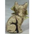 MINIATURE CAT SEATED WITH A BOW TIE(BEAUTIFUL) BID NOW !!