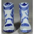 BEAUTIFUL BLUE AND WHITE BOOT SALT AND PEPPER SET-BID NOW!