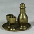 MINIATURE BRASS-TRAY WITH A BOTTLE AND THREE GLASSES-BID NOW!