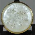 POWDER COMPACT WITH MOTHER OF PEARL LOOK(PLASTIC)-BID NOW!
