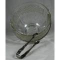 GLASS BUCKET WITH TONGS(LOVELY)-BID NOW!