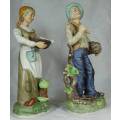 PAIR OF TALL FIGURINES FARMER AND HIS WIFE (LOVELY)-BID NOW!