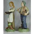 PAIR OF TALL FIGURINES FARMER AND HIS WIFE (LOVELY)-BID NOW!
