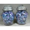 LOVELY PAIR OF BATH SALTS IN GLASS CONTAINERS BID NOW!