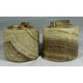 LOVELY LIGHTER AND ASHTRAY MOUNTED IN CARVED STONE BID NOW!