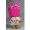 RUSS TROLL DOLL MADE IN CHINA - VINTAGE TROLL IN A PINK BIRTHDAY DRESS-BID NOW!!!!