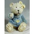 A LOVELY GIRL BEAR WEARING A BLUE JERSEY-BID NOW!!!