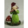 MINIATURE GARDEN GNOME-PLAYING A FLUTE(LOVELY) BID NOW!!