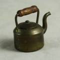 MINIATURE BRASS-KETTLE WITH A WOODEN HANDLE-BID NOW!!