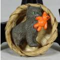 KITTY WITH A BEAR IN A BASKET-(LOVELY)BID NOW!!