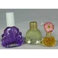 SET OF THREE GLASS FILLED BOTTLES-BID NOW!!