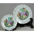 Miniature Saucer & Side Plate - Victorian Scene - A Beauty - Bid Now!!!