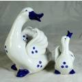 Pair of Graduated Blue and White Ducks - Beautiful! - Bid Now!!!