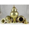 TRIO OF BRASS LIDDED CONTAINERS - BID NOW !!!