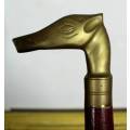 BRASS FOX HEAD TOPPED WOODEN CANE - BID NOW !!!