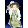 Porcelain Doll - Alice in Grown up Clothes on Stand - Beautiful!! - Bid Now!