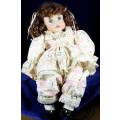 Porcelain Doll - Freckles with Heart Dress - Beautiful!! - Bid Now!