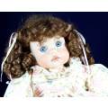 Porcelain Doll - Freckles with Heart Dress - Beautiful!! - Bid Now!