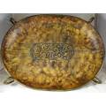 Large Hand Beated Metal Tray on Stand - Act fast and bid now!