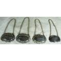 Set Of 4 Silver Plated Liquor Name Tags - BID NOW!!