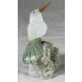 Semi Precious Stone - Bird on Rock - White Bird with Green Feathers - Beautiful! - Bid Now!!!