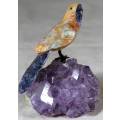 Semi Precious Stone - Bird on Rock - Parrot - Beautiful! - Bid Now!!!