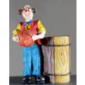 Small Clown Figurine - With Basketball and Large Barrel - BID NOW