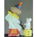 Clown Figurine -  With Puppy Playing a Concertina - BID NOW